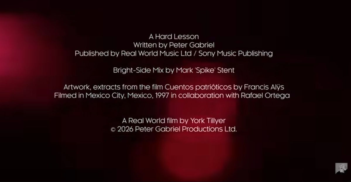 Peter Gabriel "A Hard Lesson", May, 31, 2026
