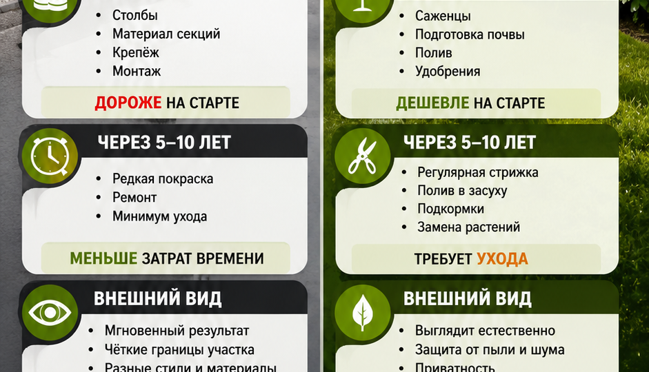 Забор или живая изгородь - Что дешевле