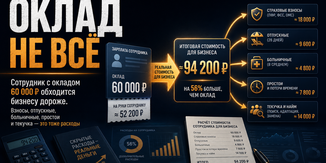 Сотрудник с окладом 60 000 стоит бизнесу больше. Где прячется разница
