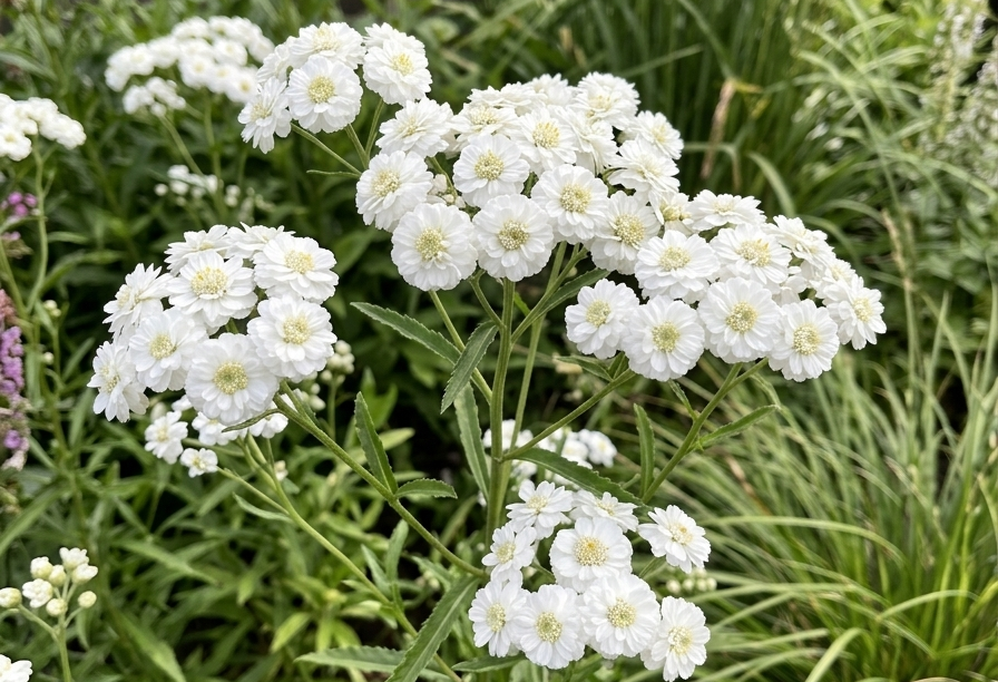 Тысячелистник птармика (Achillea ptarmica), путают с гипсофилой 