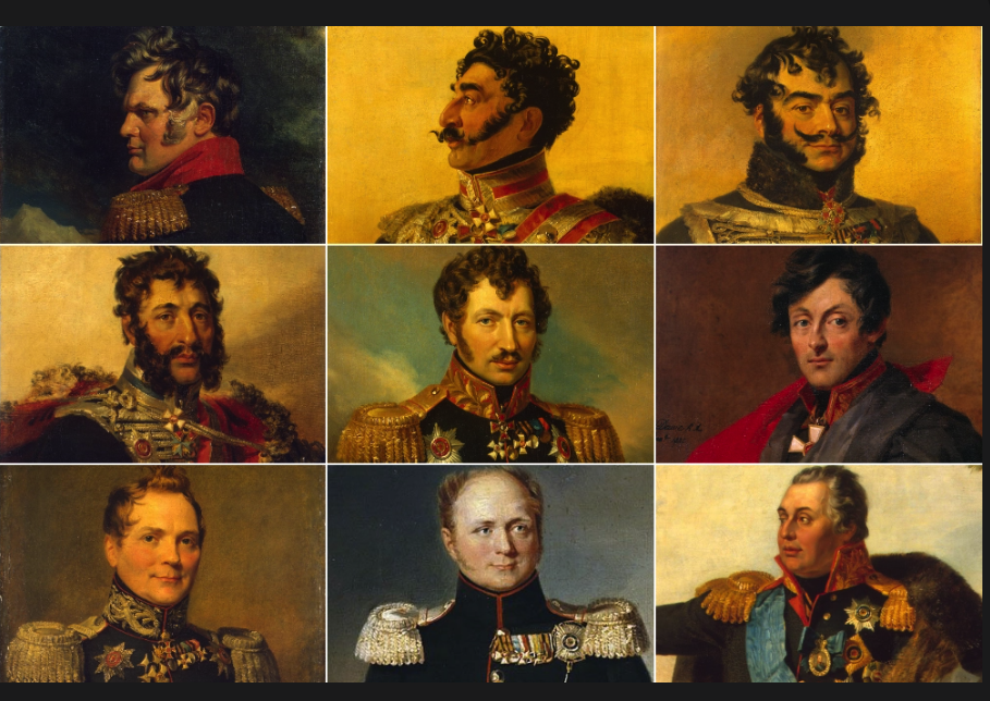 Русские офицеры, 1812 год. Некоторые из них через несколько месяцев наденут французский мундир.
