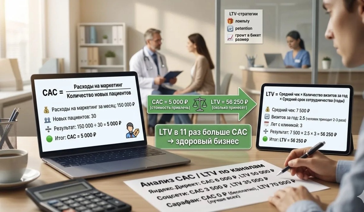 Никогда не платите за клиента вслепую: как посчитать CAC и LTV клиники и принимать управленческие решения