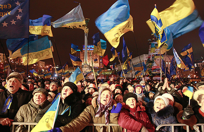 Митинг в поддержку евроинтеграции на Майдане Независимости, декабрь 2013 года. Фото: Глеб Гаранич/Reuters