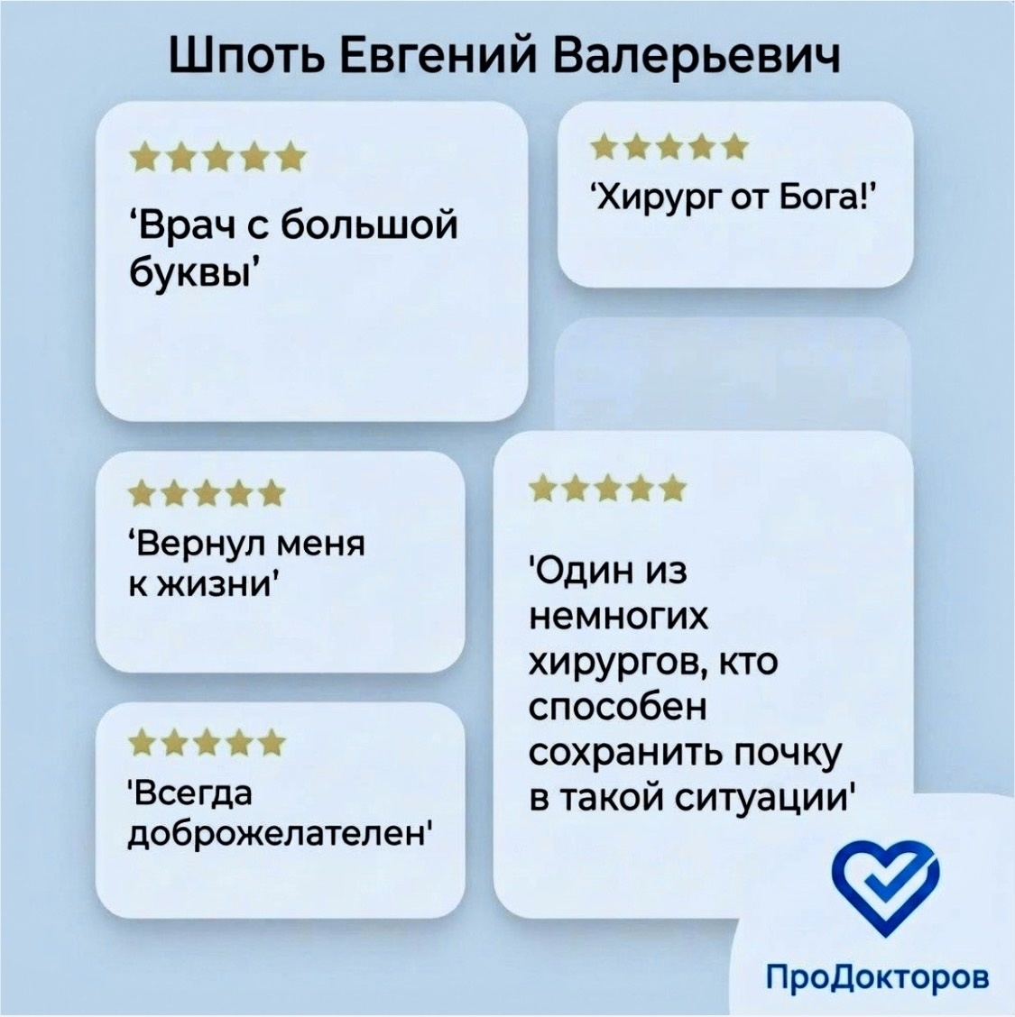 Шпоть Е.В. проводит весь спектр урологических и онкологических вмешательств. Робот-ассистированные, лапароскопические, открытые и эндоскопические операции: радикальная простатэктомия с нервосбережением и без, резекция и энуклеация опухолей почки любых размеров, радикальная цистпростатэктомия с формированием нового мочевого пузыря по Штудеру и деривацией по Брикеру, реконструктивно-пластические операции при стриктурах и облитерациях мочеточника и уретры, операции по поводу аденомы простаты и мочекаменной болезни, и т. д.