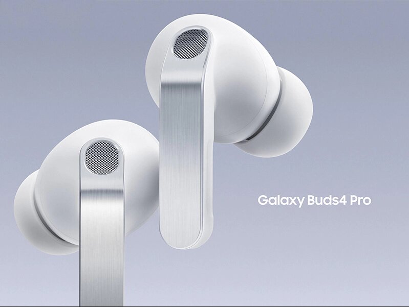 Флагманские беспроводные наушники Samsung Galaxy Buds 4 Pro (2026) в новом эргономичном дизайне с защитой от воды IP57.
