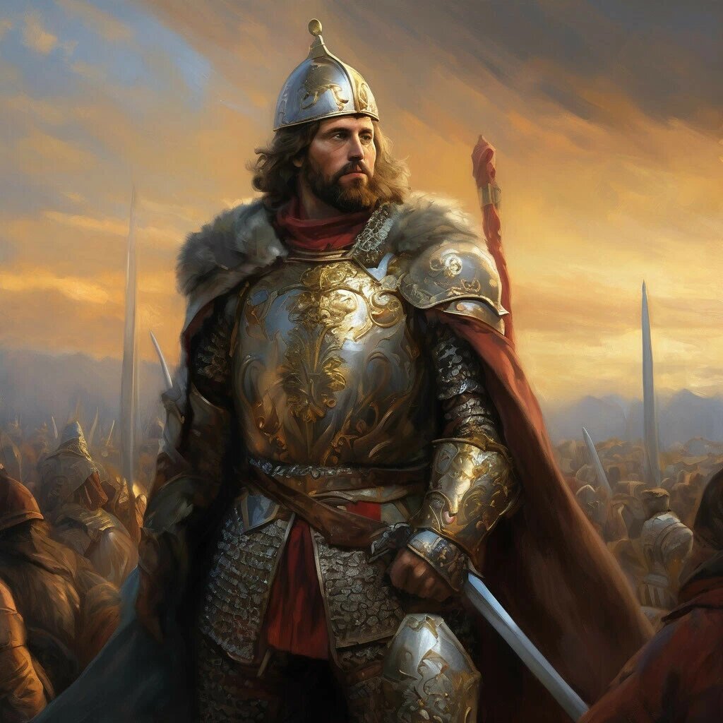 Александр Ярославович Невский, князь новгородский (1228—1229, 1236—1240, 1241—1252 и 1257—1259), великий князь киевский (1249—1263), великий князь владимирский (1252—1263), полководец, святой Русской православной церкви. Одержал решающие победы над шведами  и ливонскими рыцарями, остановившие католическую экспансию на северо-западные рубежи Руси. 