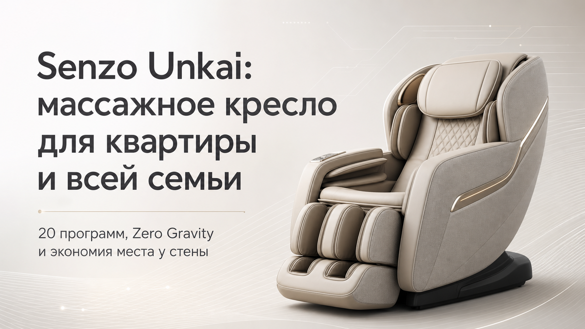 Senzo Unkai — массажное кресло для квартиры и всей семьи: 20 программ, Невесомость и экономия места у стены 😌