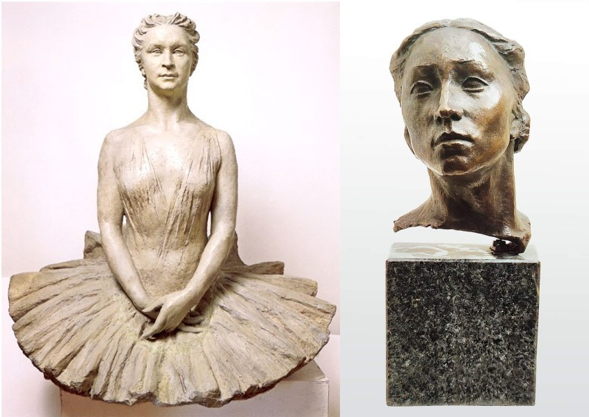 Скульптурные портреты балерин Марины Семеновой(слева) и Галины Улановой(справа). 1941. 