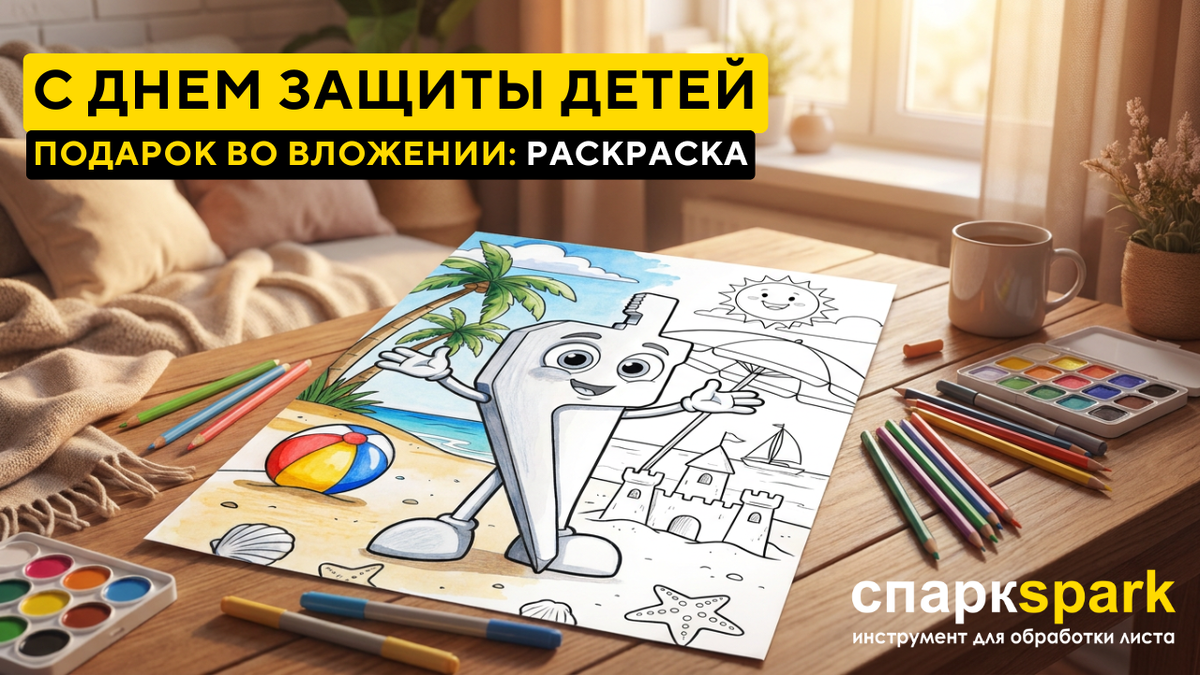 Компания СПАРК подготовила сюрприз детям - раскраски с гибочным инструментом