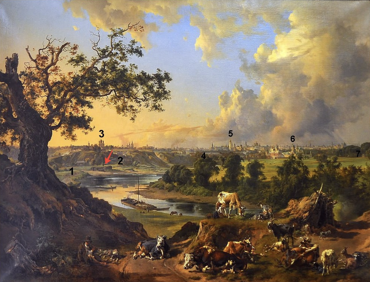 Картина Рауха «Вид на Москву с Воробьёвых гор». 1837 год.