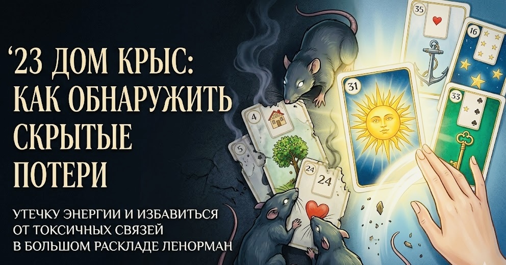 Как читать 23 дом Крыс. Как обнаружить скрытые потери, утечку энергии и избавиться от токсичных связей в Большом раскладе Ленорман.
