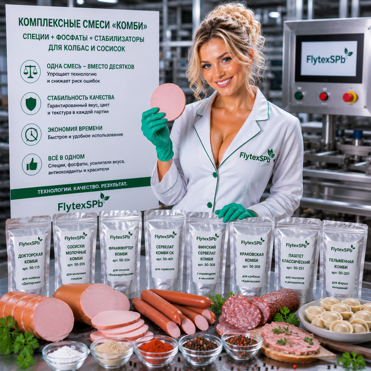 FlytexSPb -разработчик и поставщик комплексных пищевых смесей для мясопереработки