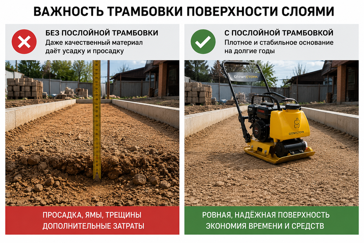 Трамбовка в несколько слоев