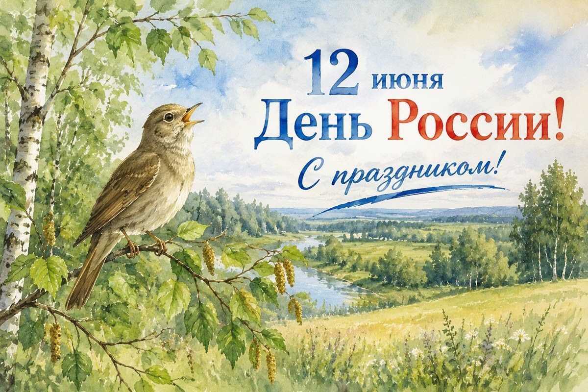 За что мы любим нашу страну? Не только за победы, но и за восходы и закаты, за трель соловья над рекой. Источник: нейросеть📷
