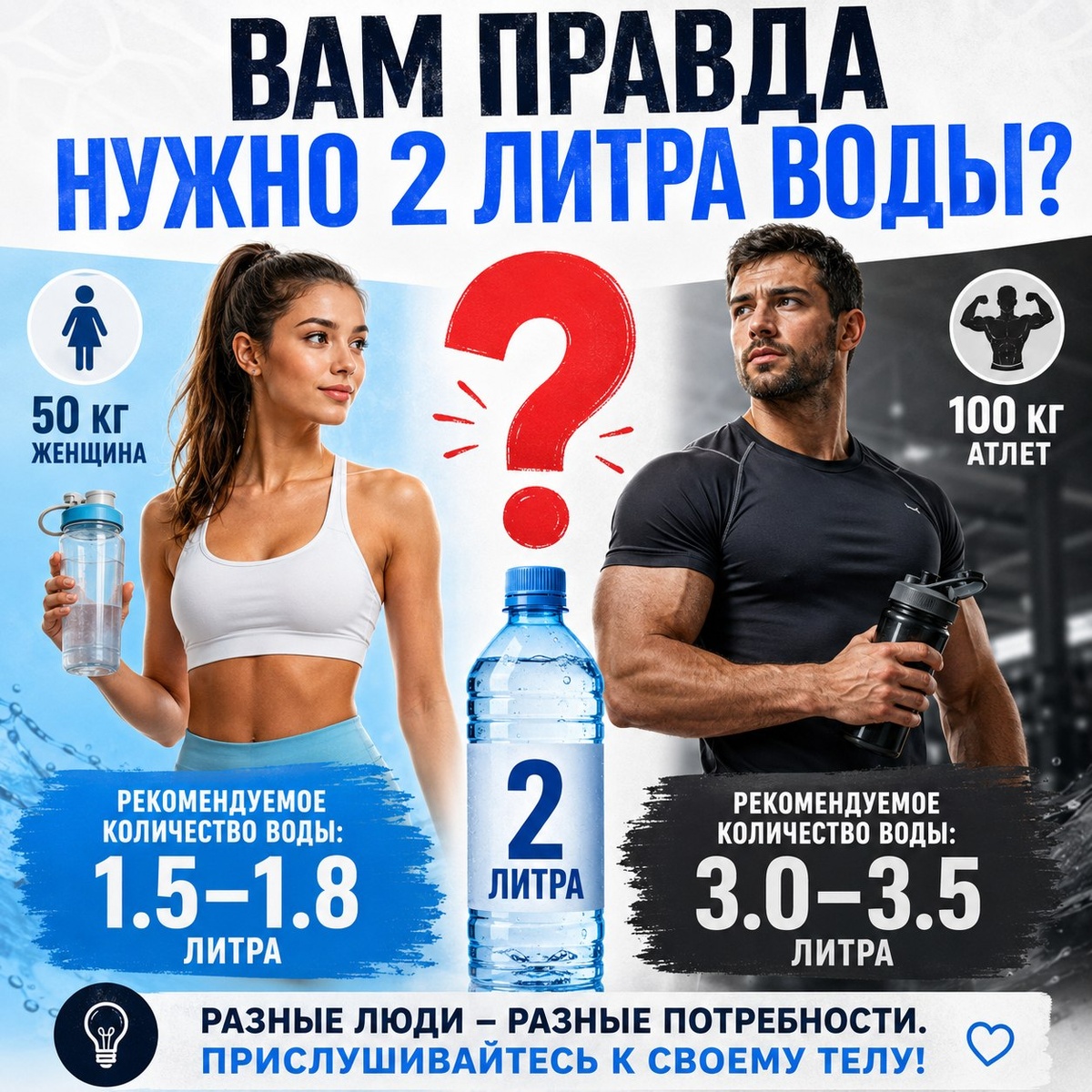 Ваша индивидуальная норма = 30–35 мл × ваш вес (кг).