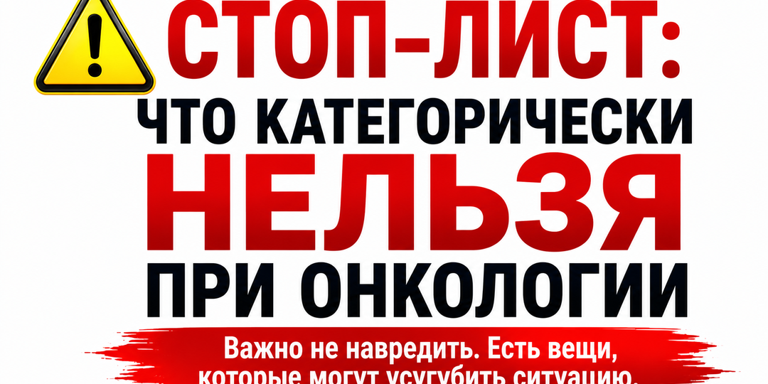 ⚠️Стоп-лист: что категорически нельзя при онкологии Важно не навредить. Есть вещи, которые могут усугубить ситуацию