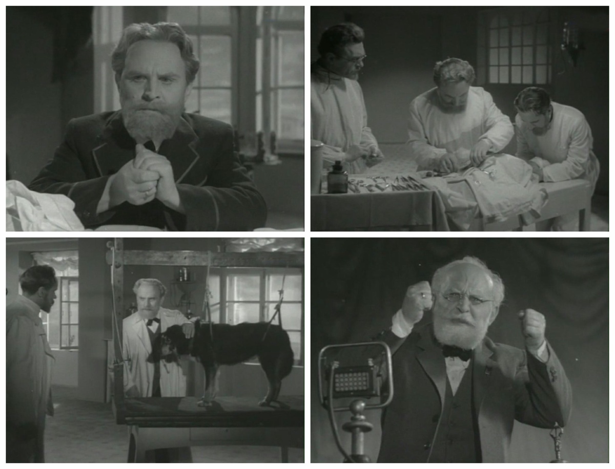 Кадры из фильма «Академик Иван Павлов» (1949).