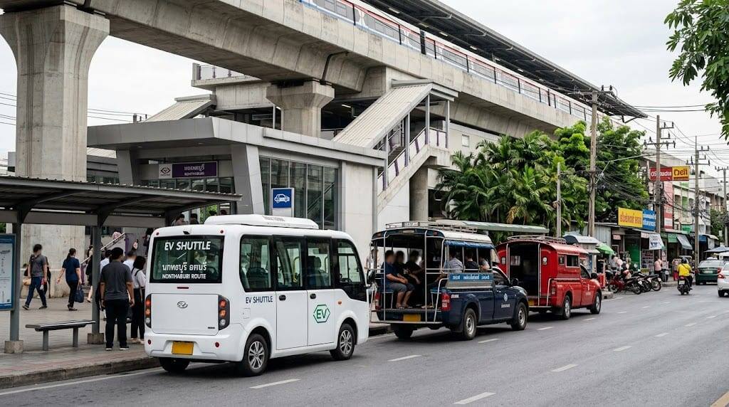    Шаттл фиолетовой ветки MRT в Нонтхабури остановили