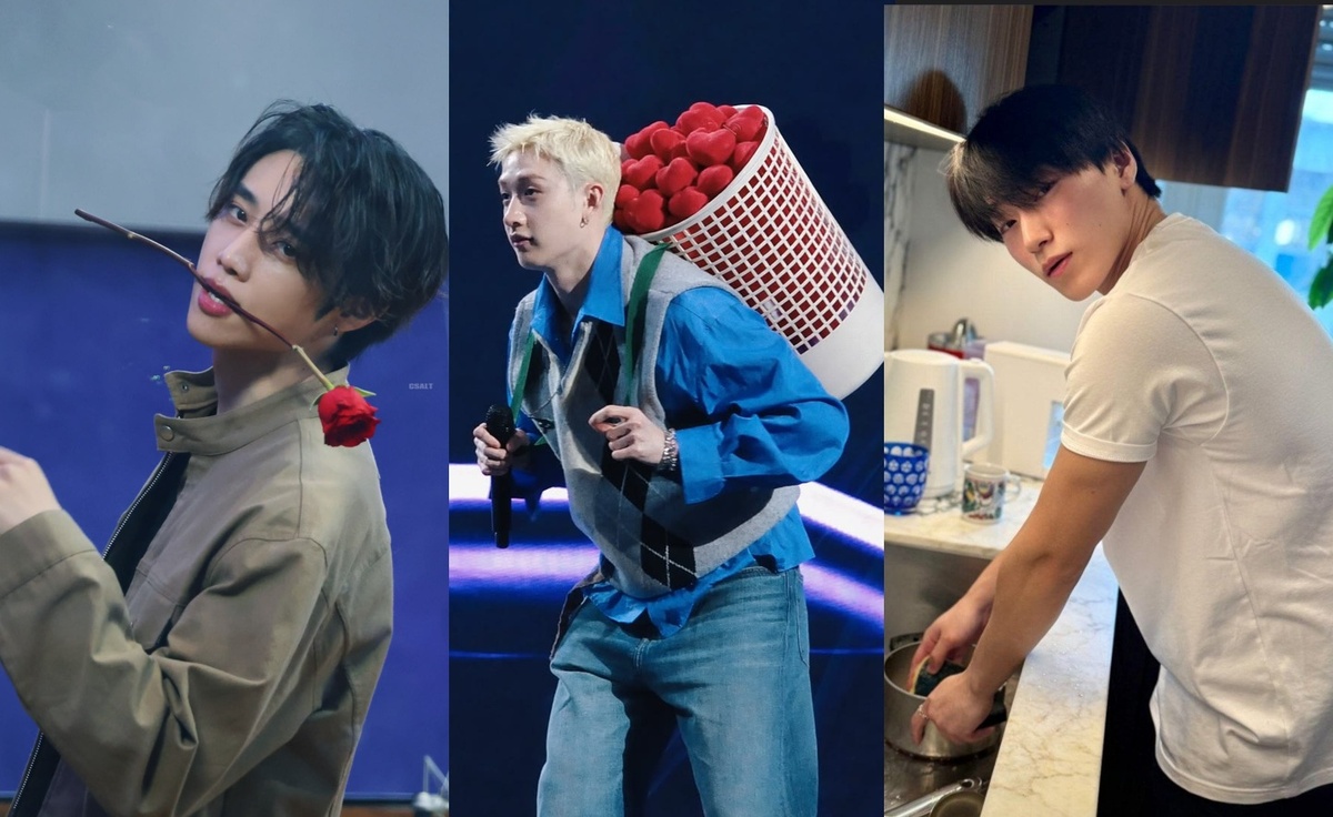 Сону из The Boyz, Бан Чан из Stray Kids, Сан из  Ateez