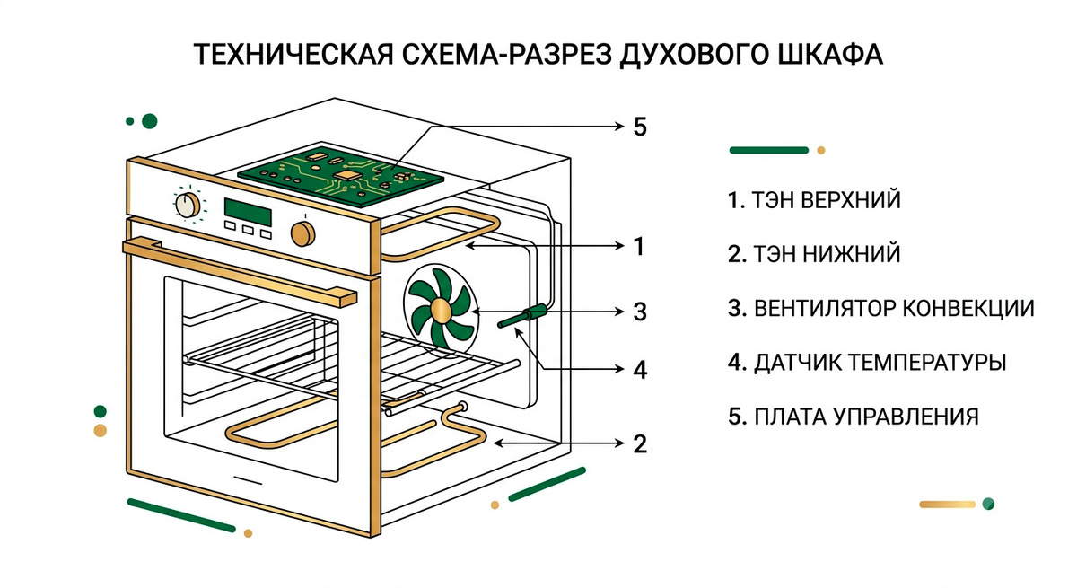 Духовой шкаф в разрезе