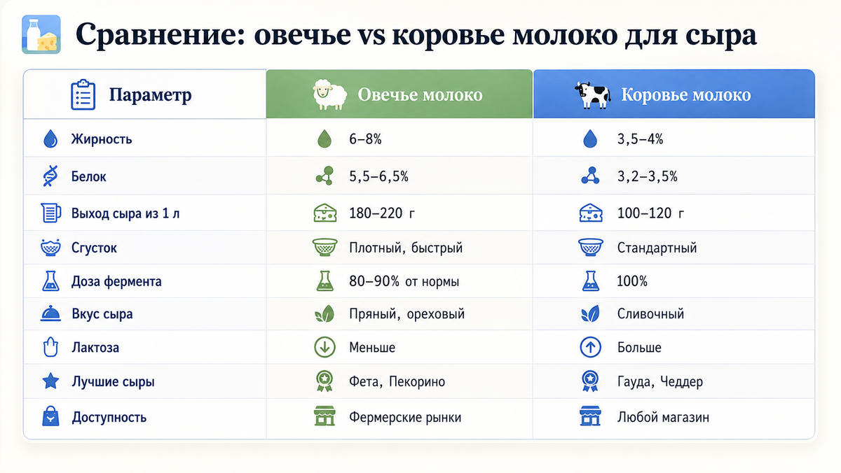 Овечье vs коровье молоко для сыра
