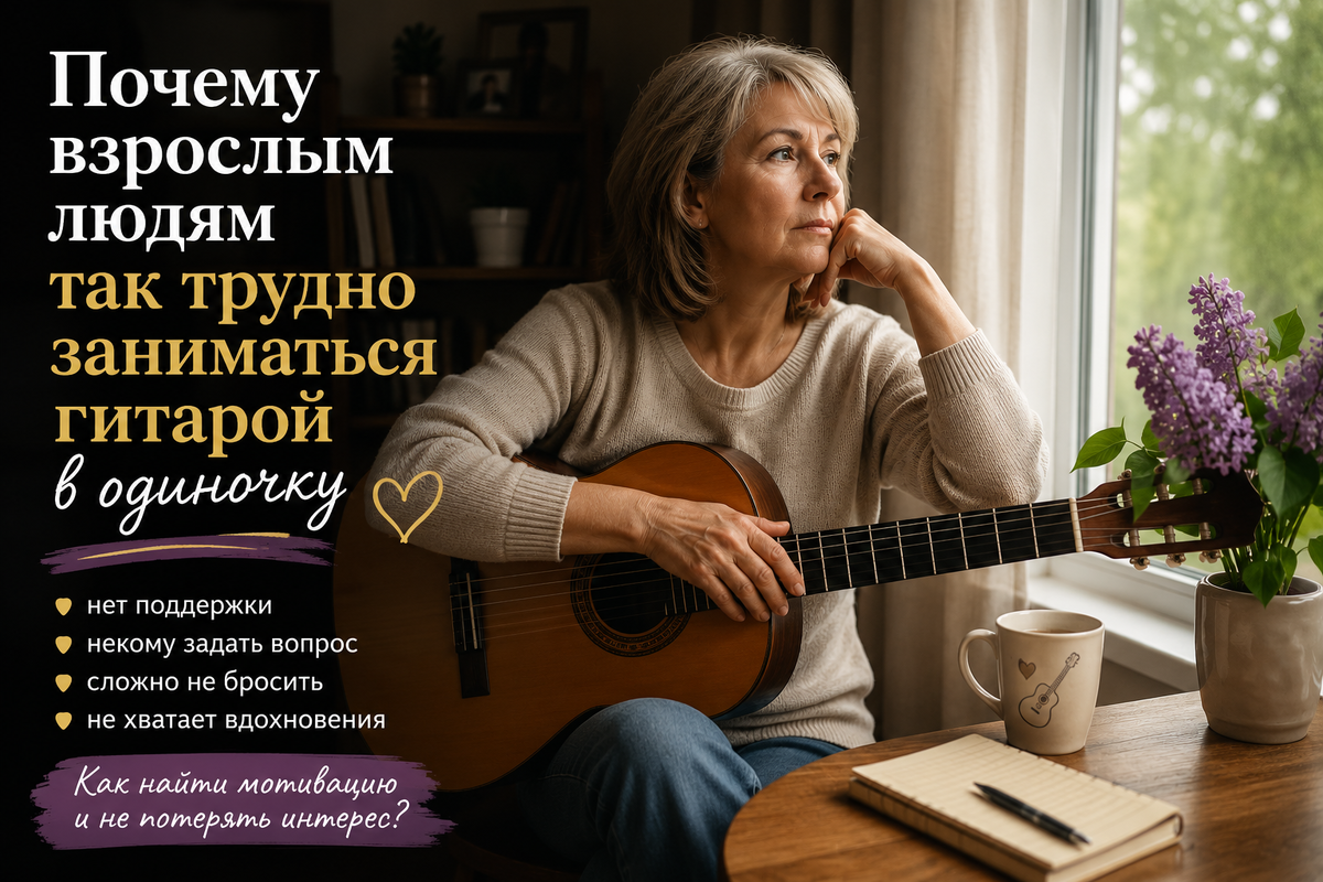 Почему взрослым людям так трудно заниматься гитарой в одиночку