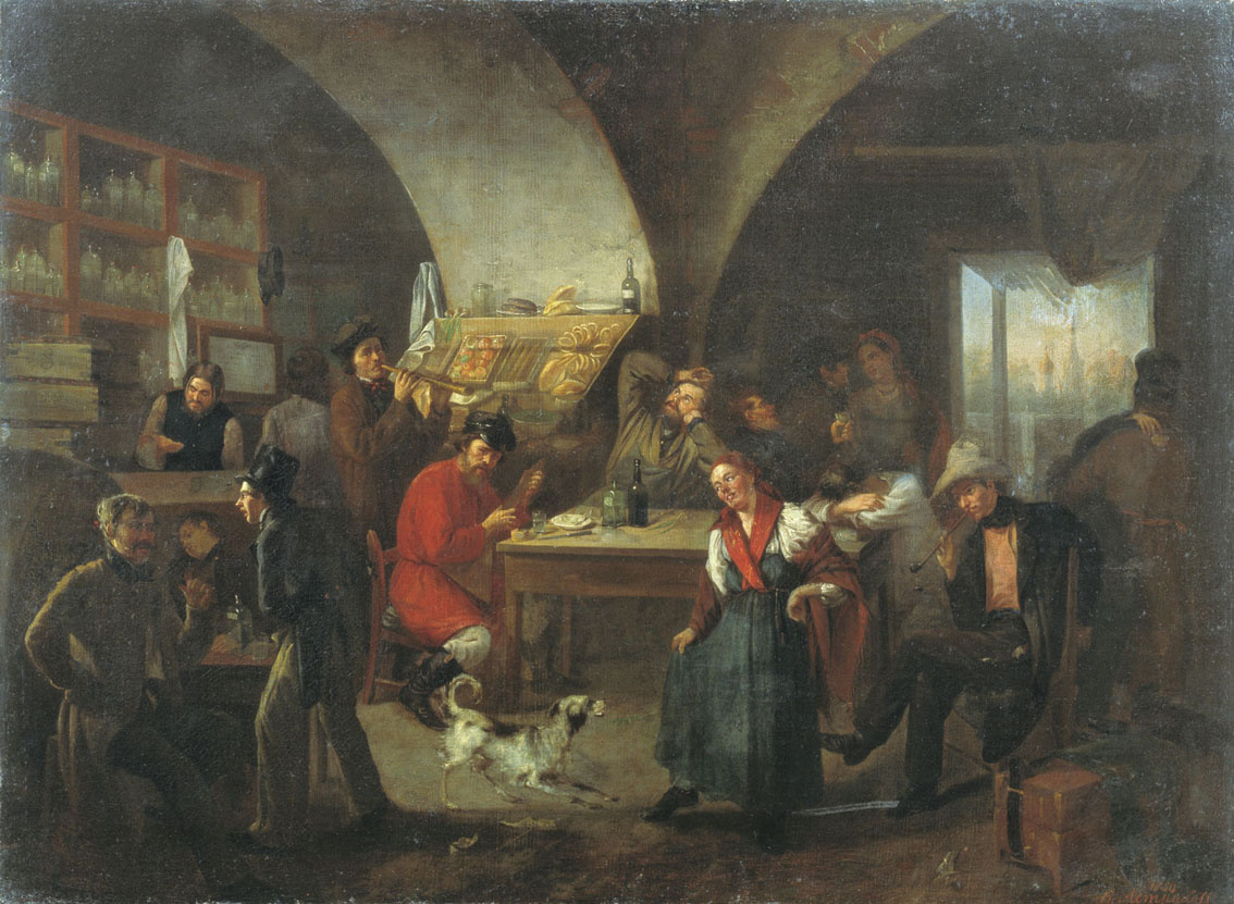 «В погребке». В. Астахов. 1850 год