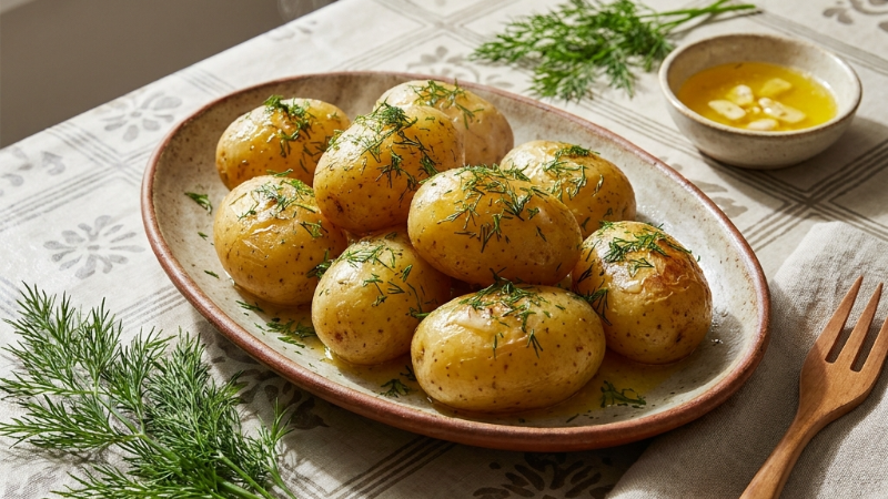 Отварная картошка с укропным маслом