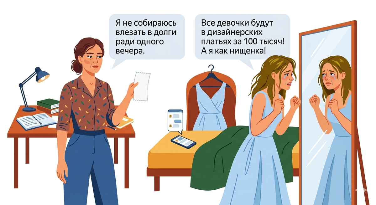 Я купила дочери платье за 7 500 на выпускной. Она в слезах: "Все будут в дизайнерских, а я как нищенка!" Дочь обвинила меня в том, что я испортила ей праздник