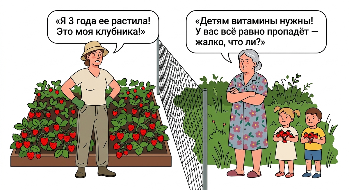 Я всего лишь попросила не рвать мои ягоды, а соседка обвинила меня в жадности: "Детям витамины нужны!"