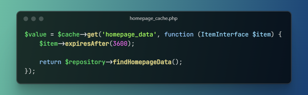Простейший пример работы с $cache->get и callback-функцией. 