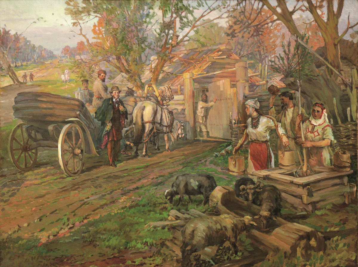 Н.К. Сверчков. Приезд А.С. Пушкина в чувашскую деревню