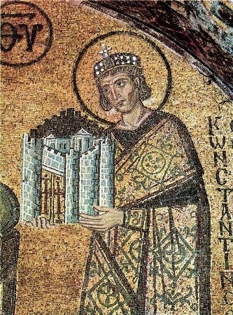Император Константин Великий. Фрагмент мозаики. Собор Святой Софии в Константинополе. Конец X века