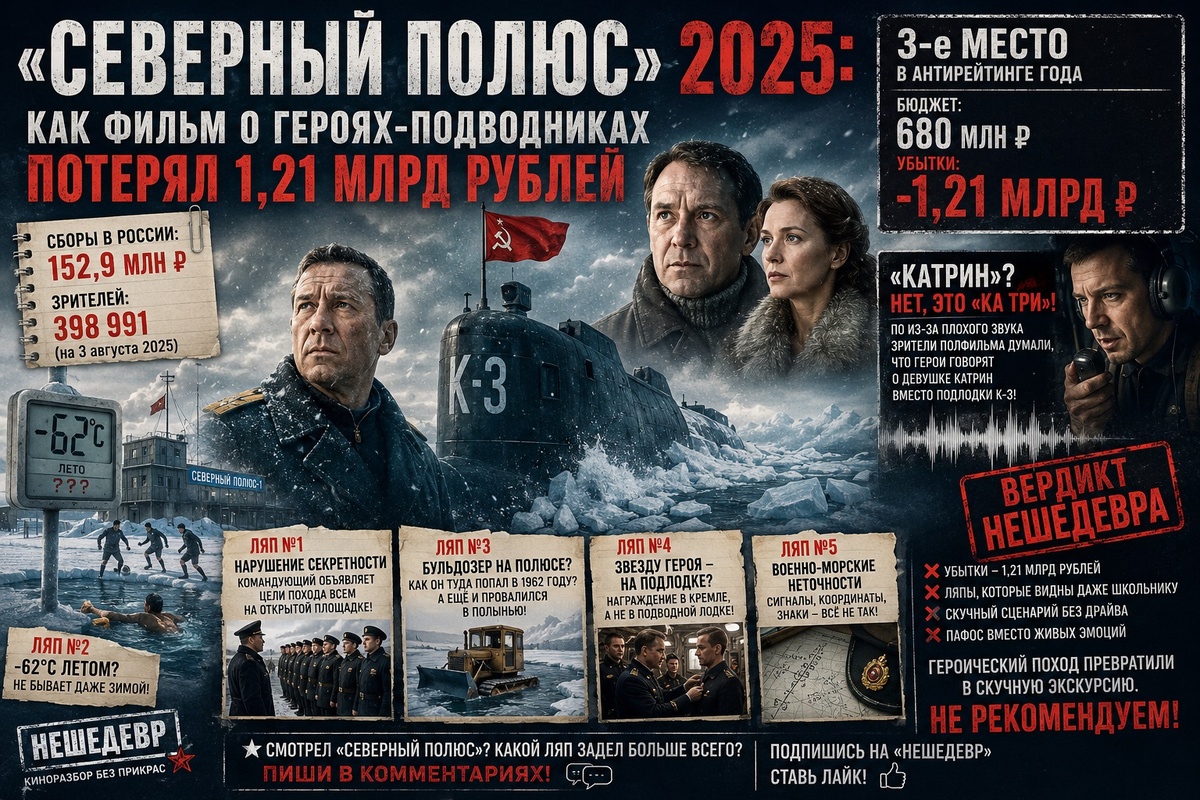 Северный полюс 2025 провал фильма миллиардные убытки ляпы бульдозер