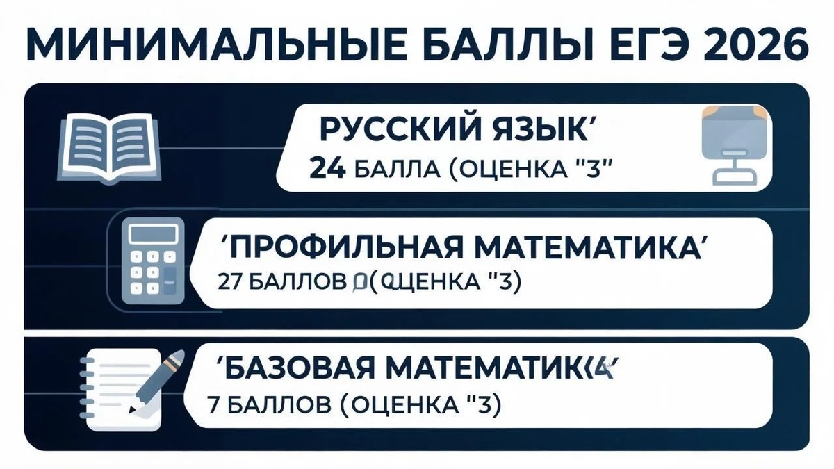 Минимальные баллы ЕГЭ для получения аттестата в 2026 году.