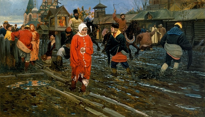    Московская улица XVII века в праздничный день (репродукция картины А. Рябушкина)