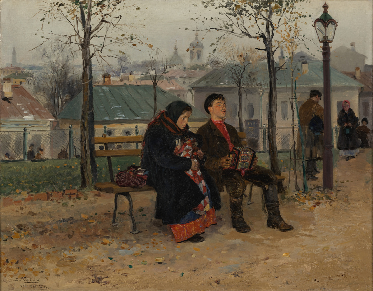 Маковский В.Е. На бульваре, 1886–1887. Государственная Третьяковская галерея. Из собрания П.М. Третьякова