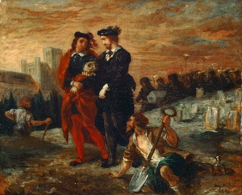 Эжен Делакруа. Гамлет и Горацио на кладбище. 1839. Источник изображения: https://gallerix.ru/storeroom/3575090783/N/316004310/ 