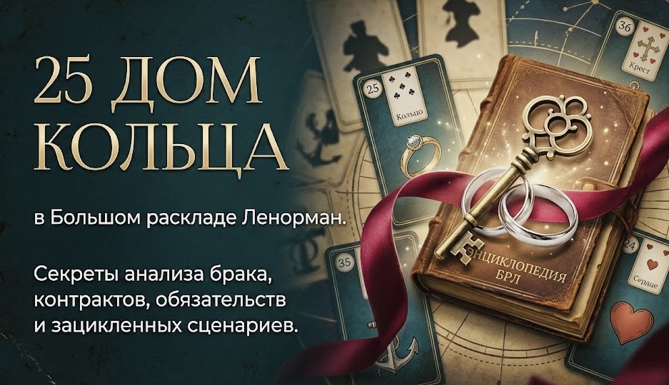 25 дом Кольца в Большом раскладе Ленорман. Секреты анализа брака, контрактов, обязательств и зацикленных сценариев.