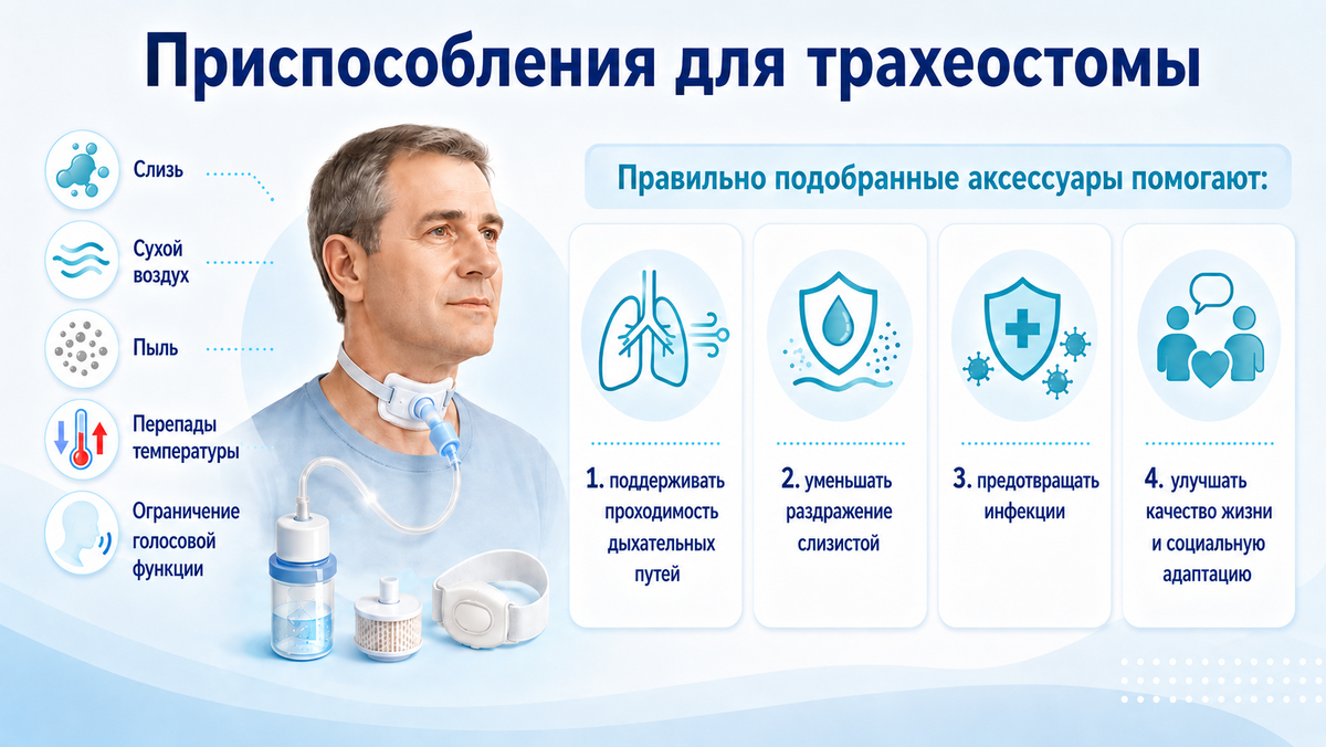 Приспособления и аксессуары для трахеостомы