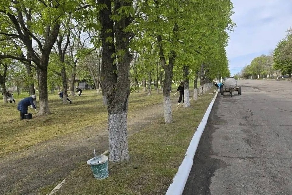    Жители поселка Ольгинка в ДНР продолжают благоустраивать свой населенный пункт. Фото: t.me/yamalryadom