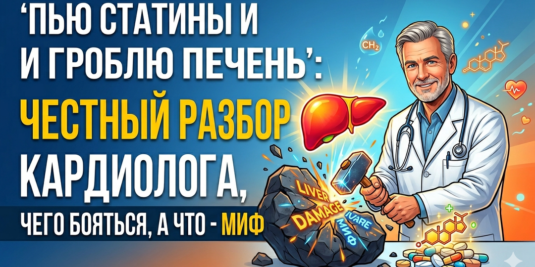 «Пью статины и гроблю печень»: честный разбор кардиолога, чего на самом деле стоит бояться, а что — миф