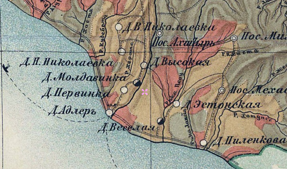 Военно-историческая карта Кубанской области 1800-1860гг.