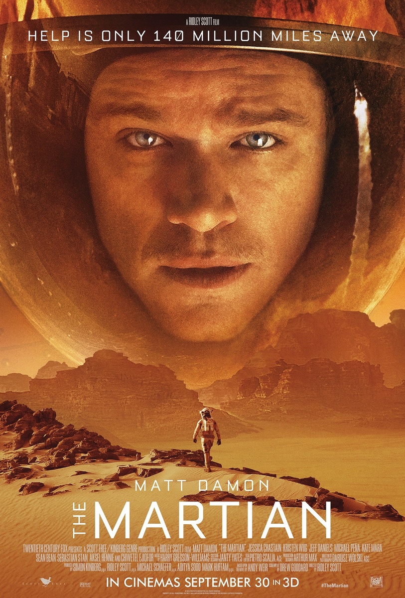 Постер к фильму "Марсианин / The Martian" (источник: https://ru.kinorium.com/777065/gallery/poster/?photo=3575479) 