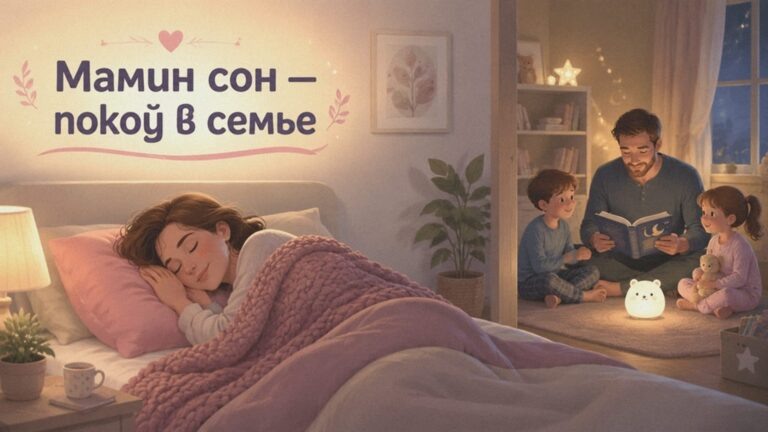    Иллюстрация к материалу: Почему маме нужно спать больше: как сон матери влияет на детей и всю семью