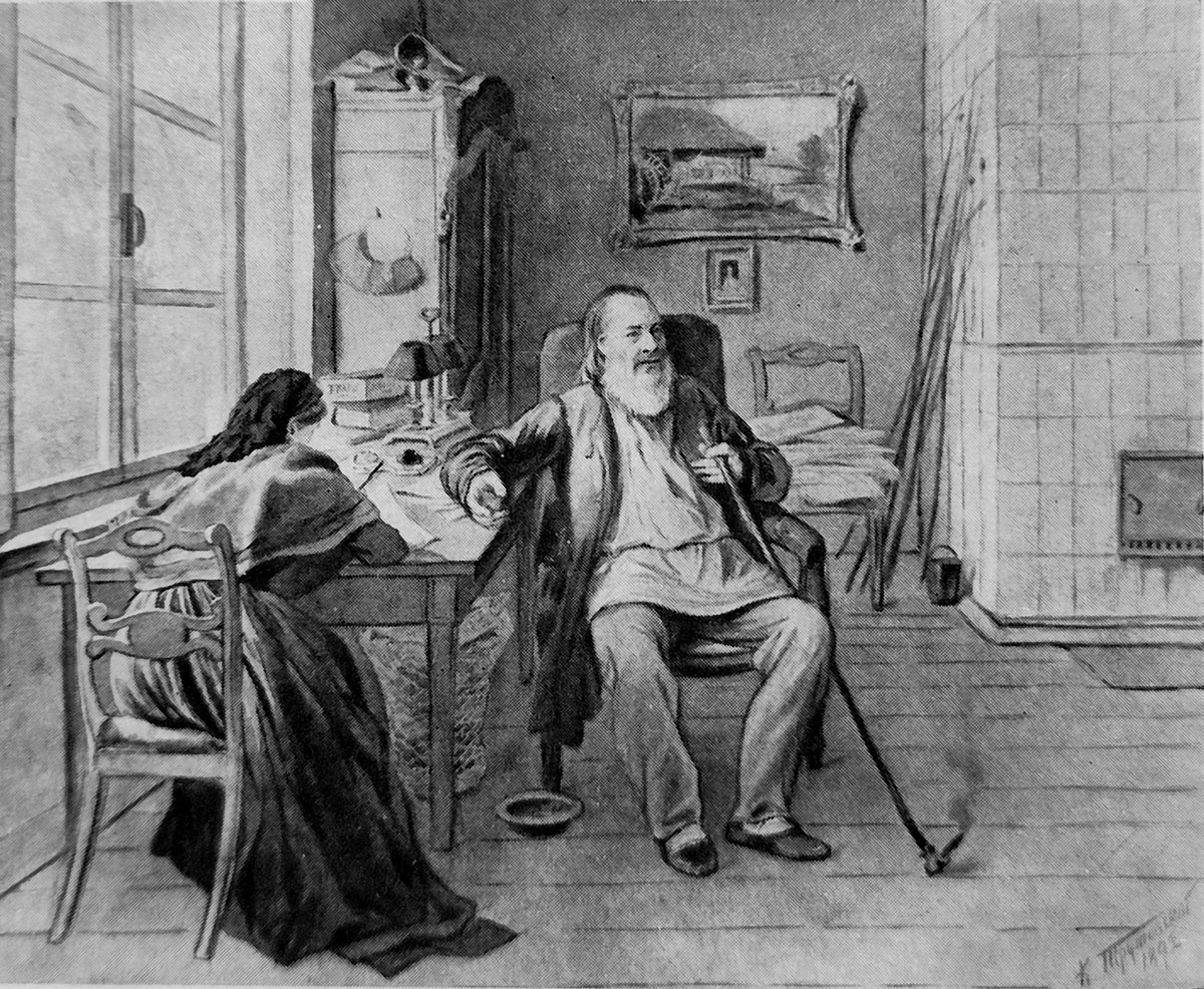 С.Т. Аксаков в Абрамцеве. Диктует свои сочинения