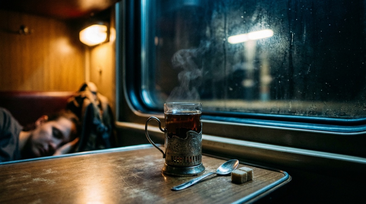 Третья ночь в пути. Чай в подстаканнике