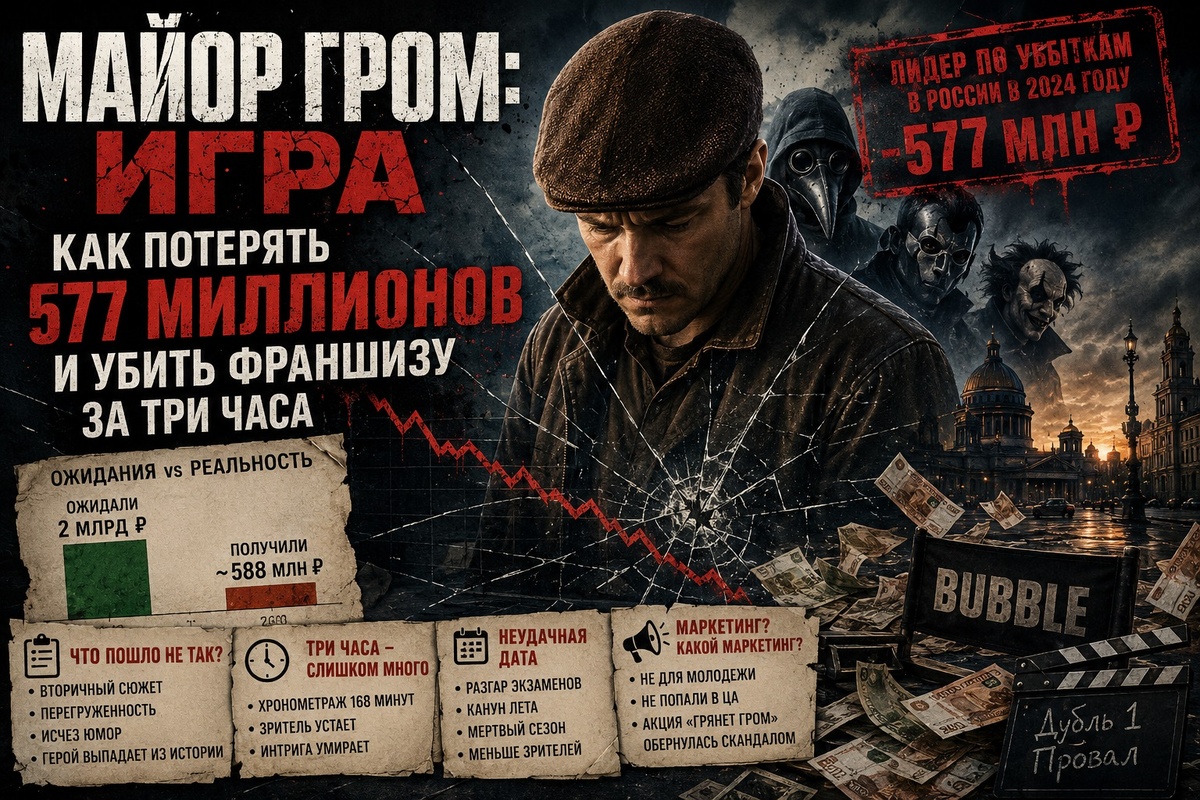 Инфографика ожидания инвесторов 2 миллиарда рублей и реальные сборы 588 миллионов Майор Гром Игра причины провала