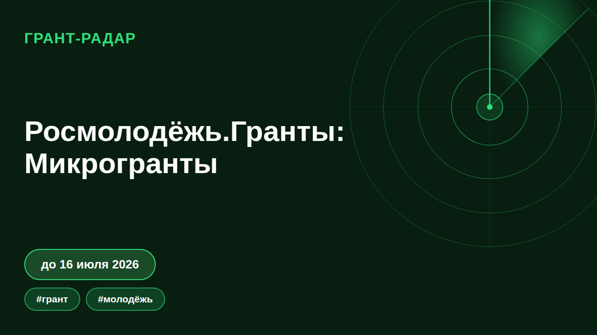 Росмолодёжь.Гранты: Микрогранты 2026 — до 300 000 рублей на проект до 16 июля