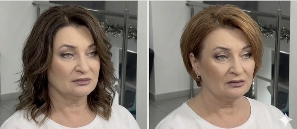 Но здесь есть важный момент. Многие думают: «Значит, надо всё коротко отрезать». Нет, не всегда. Короткая стрижка может шикарно освежать, а может наоборот открыть всё, что хотелось бы смягчить. 